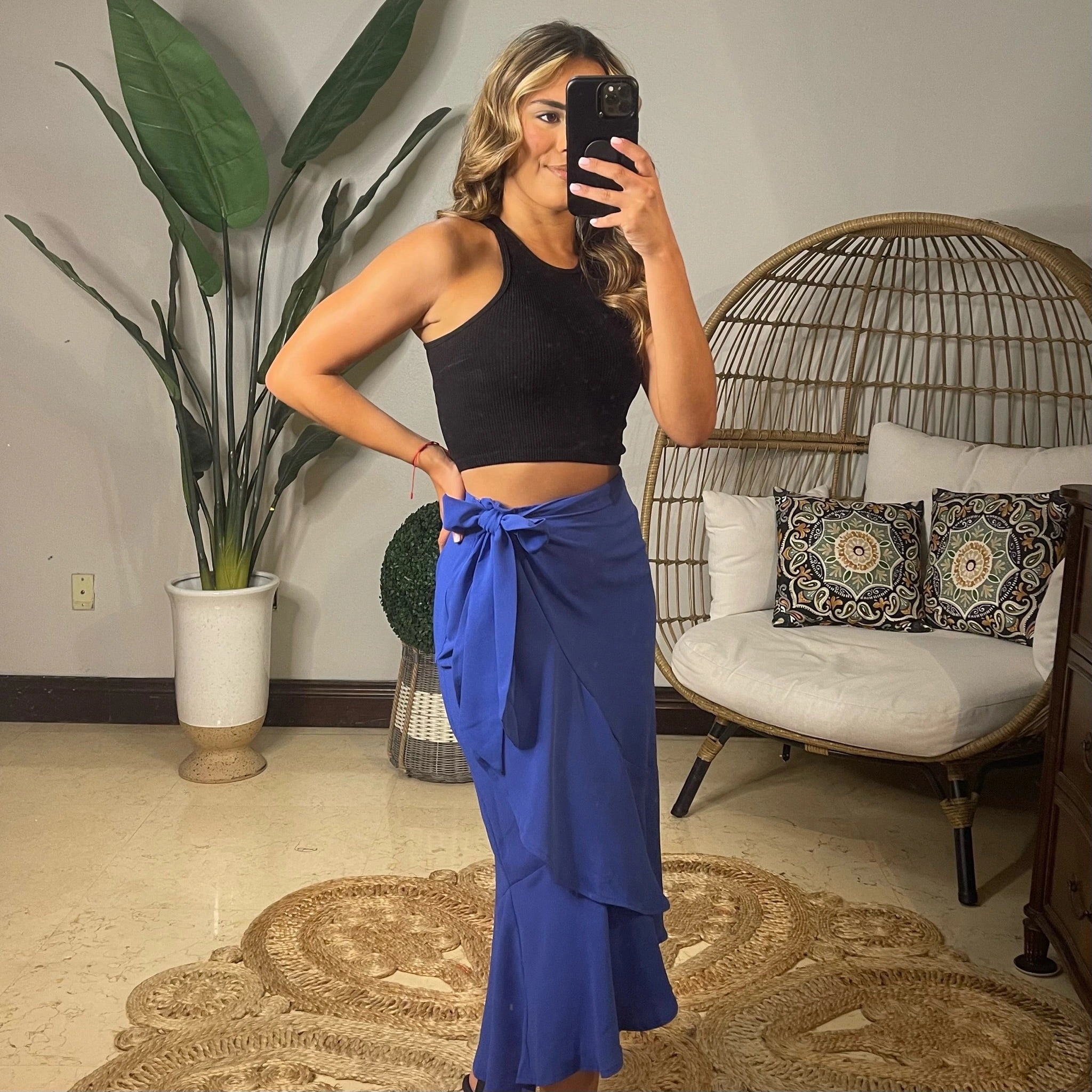 Blue Wrap Skirt: Effortless Chic. Wrap Yourself in Style. Your Everyday Essential.